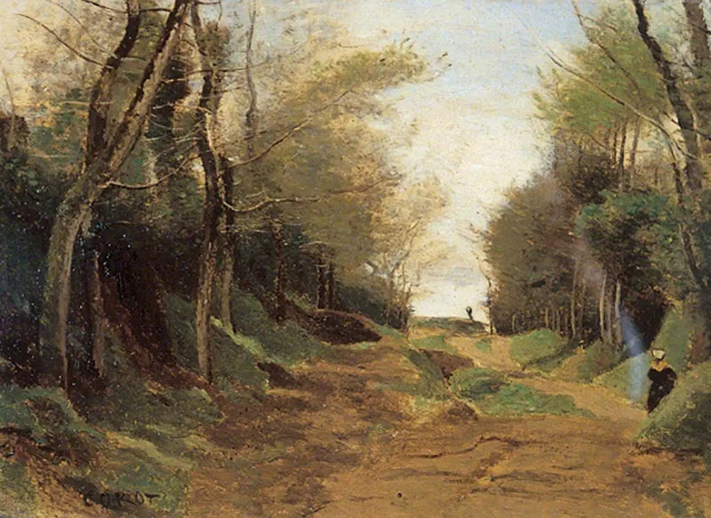 Una strada di bosco del nord della Francia. Autunno - Jean-Baptiste Camille Corot
