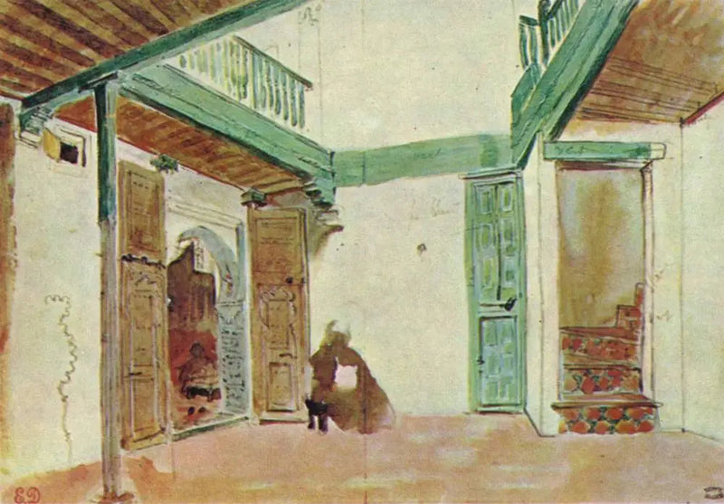 Un cortile a Tanger - Eugène Delacroix
