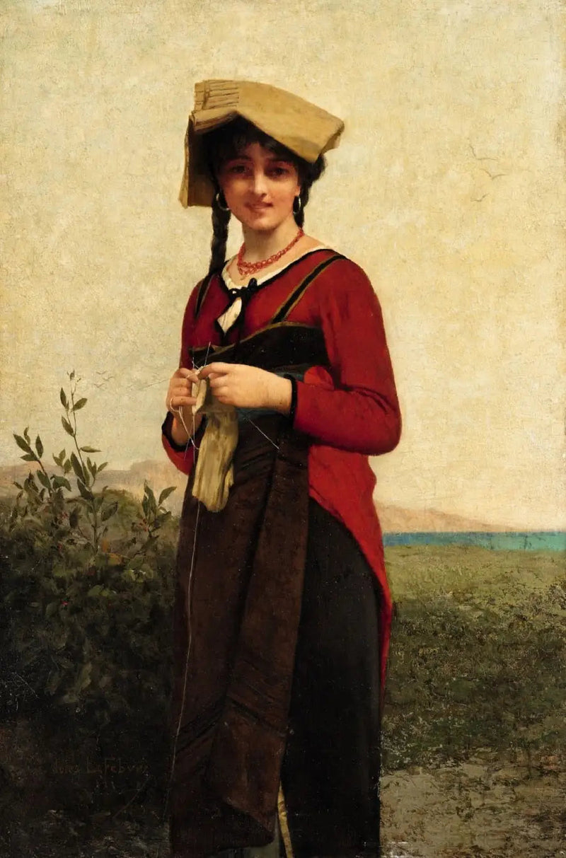 Una donna italiana che sta lavorando a maglia - Jules Lefebvre