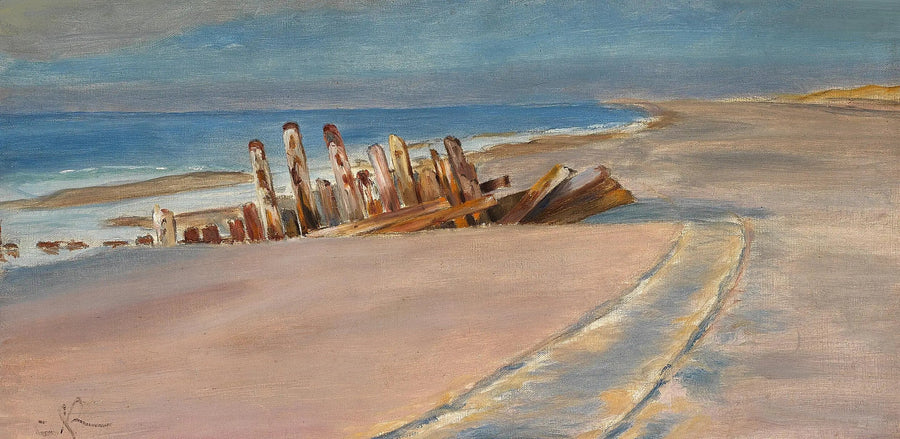 Un relitto sulla spiaggia nord di Skagen. Profonde tracce di ruote nella sabbia. - Peder Severin Krøyer