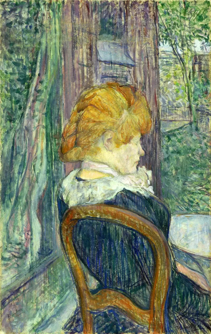 Une femme assise dans un jardin - Henri de Toulouse-Lautrec image 1 reproduction d’œuvre d’art à l’huile