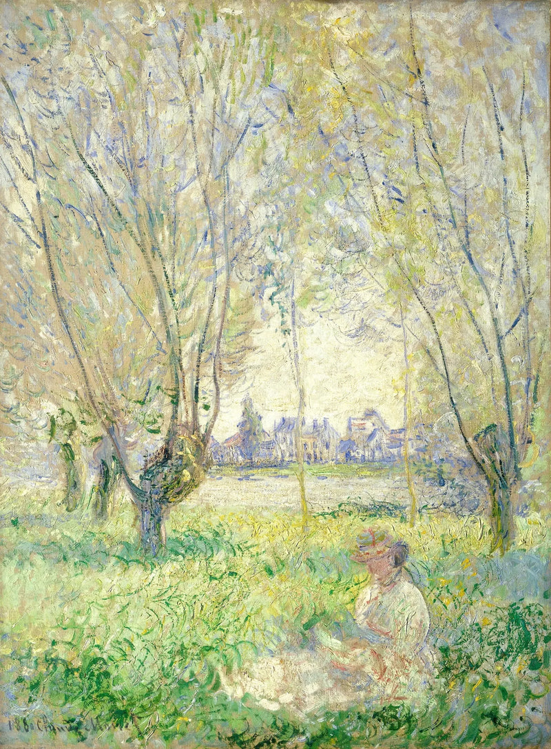 Una donna seduta sotto i salici - Claude Monet