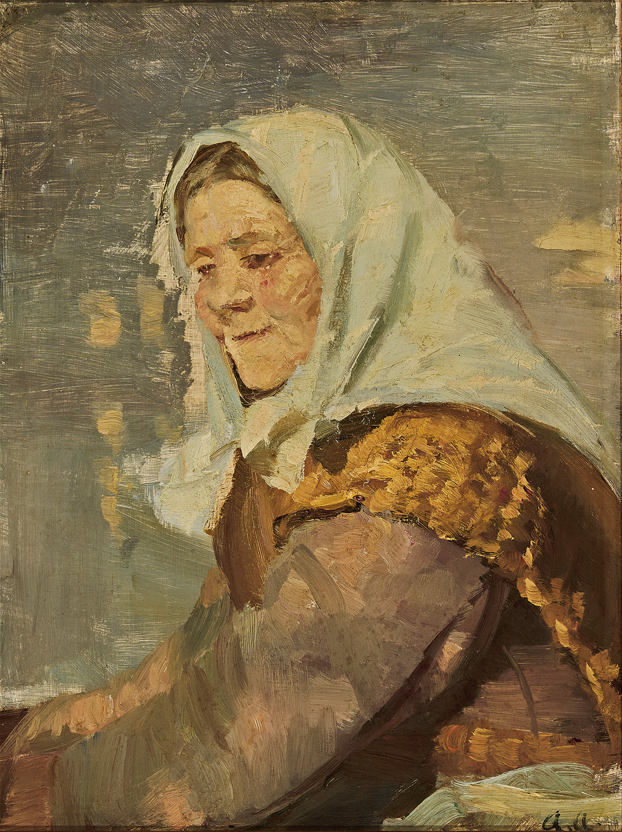 Una donna di Skagen che indossa un velo bianco. - Anna Ancher