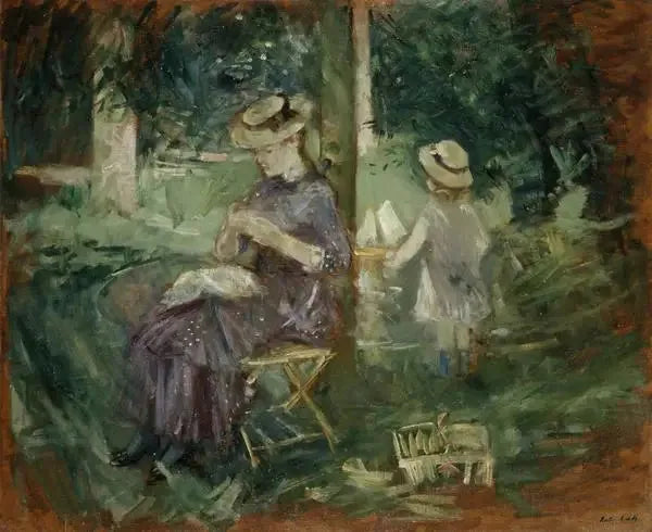 Una donna e un bambino in un giardino - Berthe Morisot