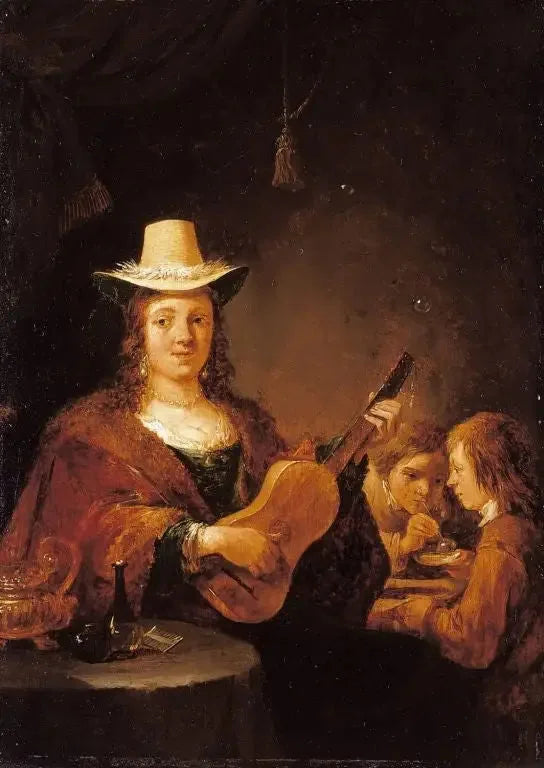 Una donna che suona la chitarra - David Teniers il Giovane