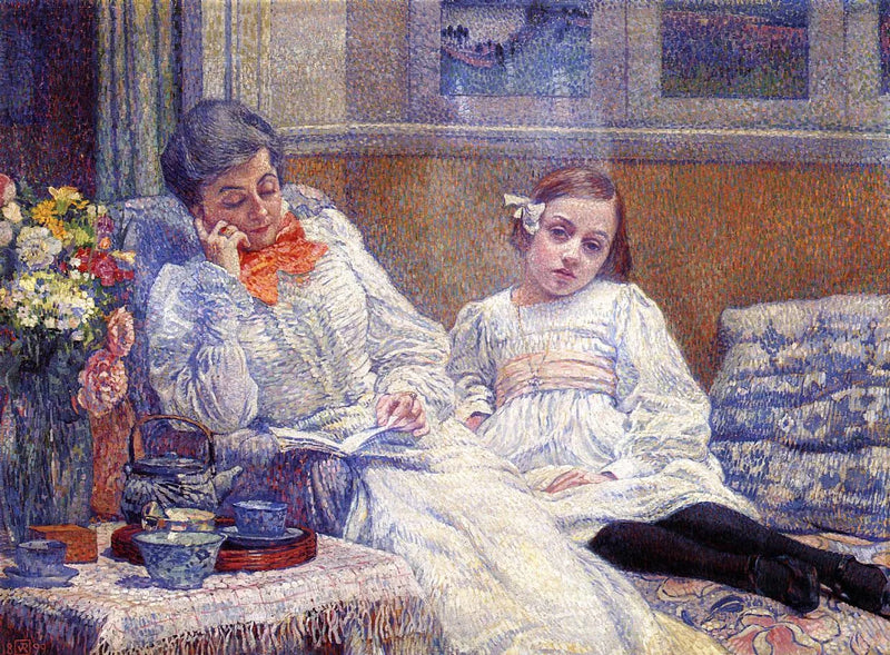 Una donna che legge e una bambina - Theo van Rysselberghe