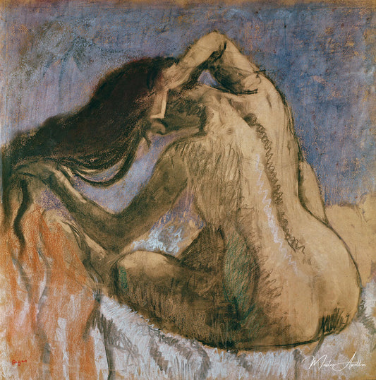 Une Femme se peignant les cheveux - Edgar Degas - Reproductions de tableaux et peintures haut de gamme