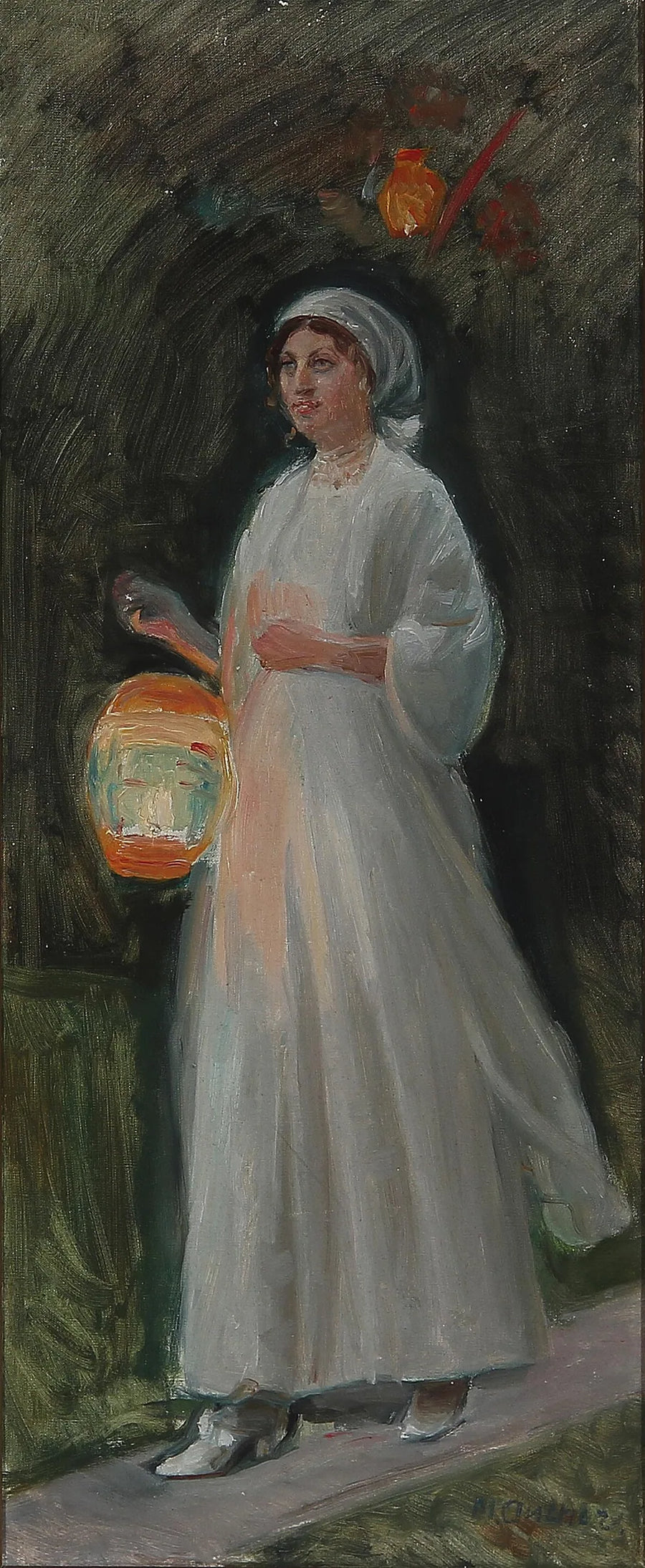 Una festa a Skagen. Arriva una ragazza. Studia. - Michael Peter Ancher