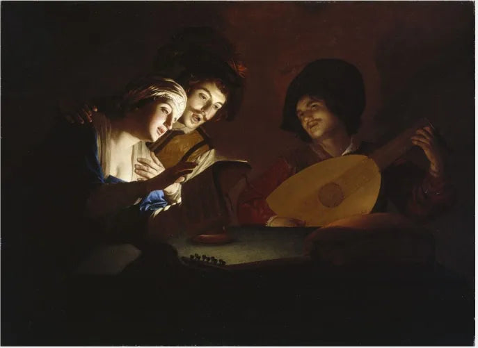Une fête musicale - Gerrit van Honthorst image 1 reproduction d’œuvre d’art à l’huile