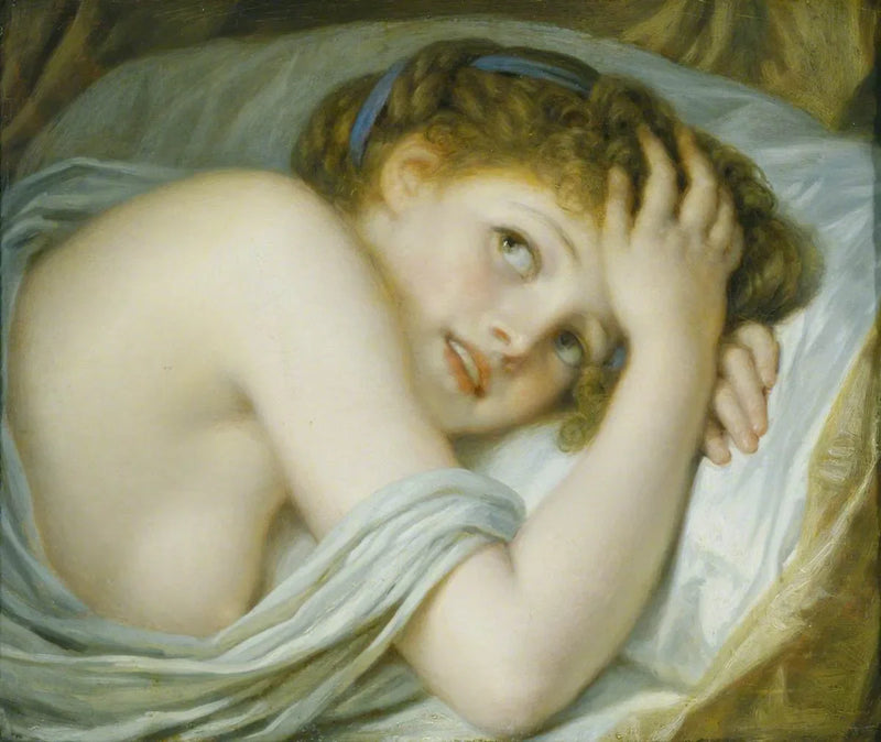 Una ragazza sdraiata nel suo letto - Jean-Baptiste Greuze
