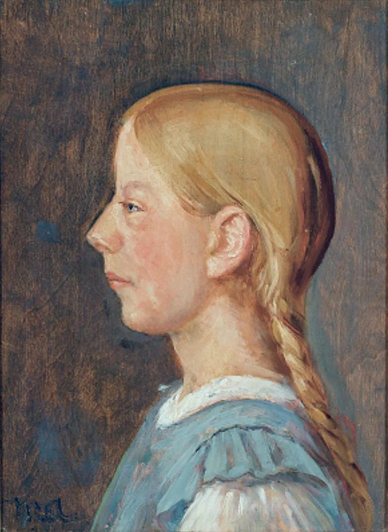 Una ragazza di Skagen con le trecce. (fxd) - Michael Peter Ancher