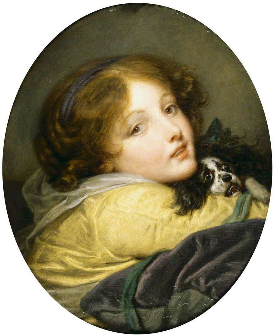 Una ragazza che tiene un cocker spaniel - Jean-Baptiste Greuze