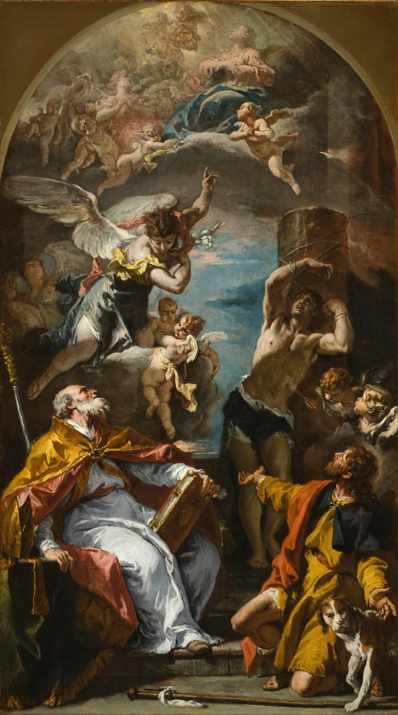Una Gloria della Vergine con l'Arcangelo Gabriele e i Santi Eusebio, Rocco e Sebastiano - Sebastiano Ricci