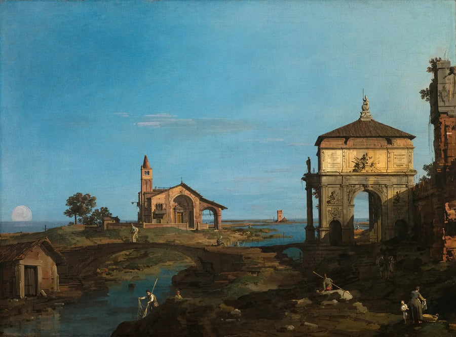 Un'isola della laguna con un arco e una chiesa - Canaletto