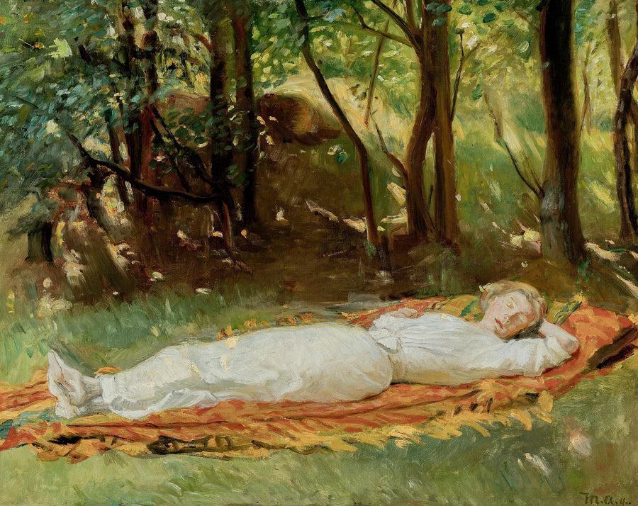 Una giovane donna sta facendo un pisolino in giardino. - Michael Peter Ancher