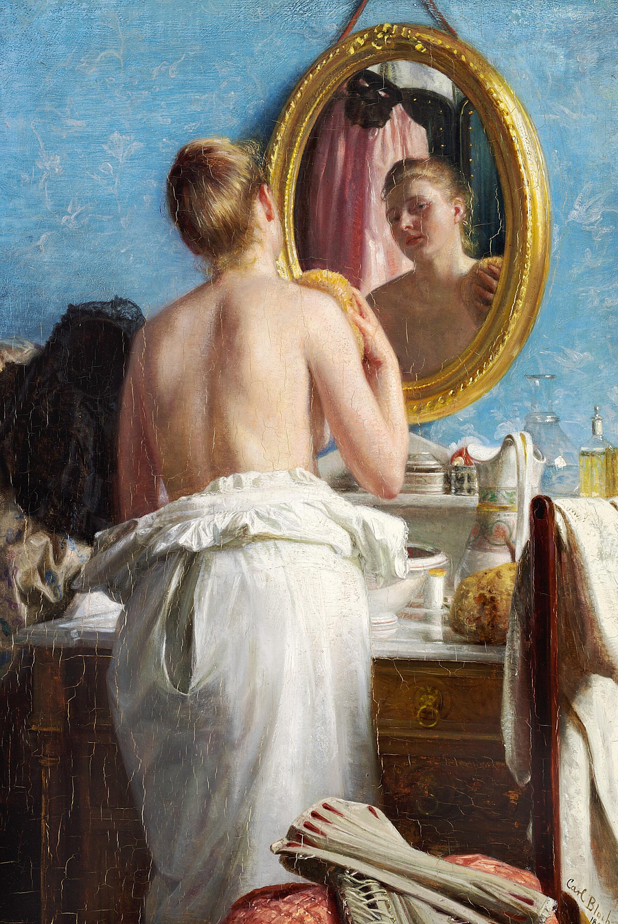 Una giovane donna si lava prima di carnevale. - Carl Heinrich Bloch