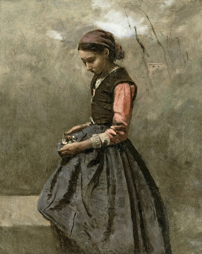 Una giovane ragazza pensierosa - Jean-Baptiste Camille Corot