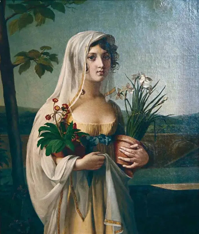 Una giovane ragazza che porta due vasi di fiori - Marie-Guillemine Benoist