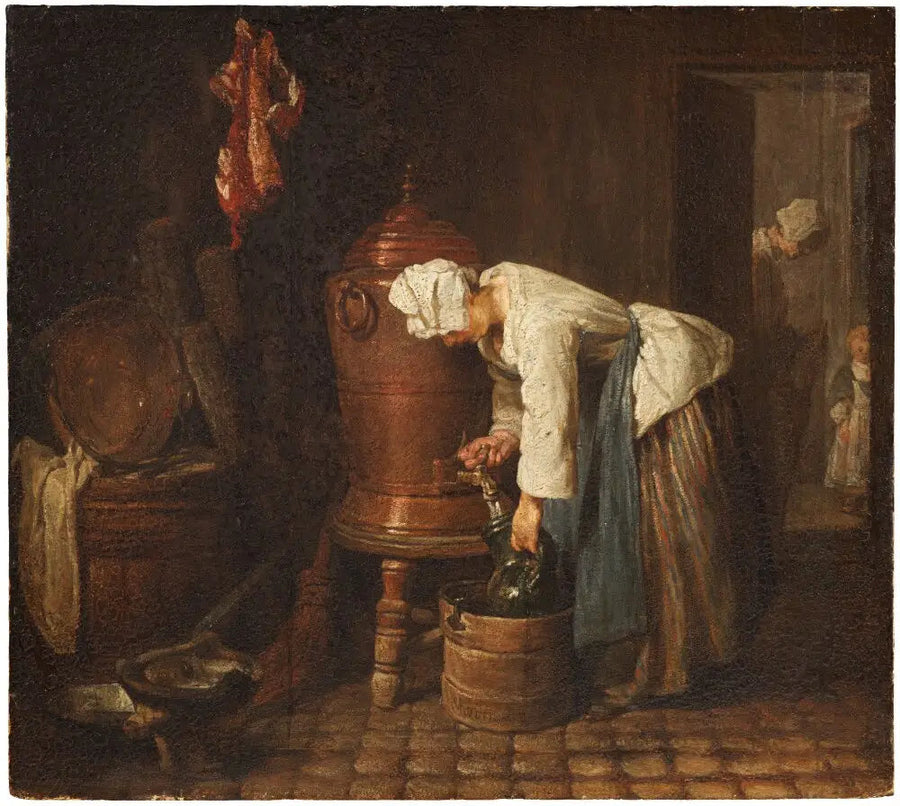 Una giovane ragazza che estrae acqua da una fontana - Jean Siméon Chardin