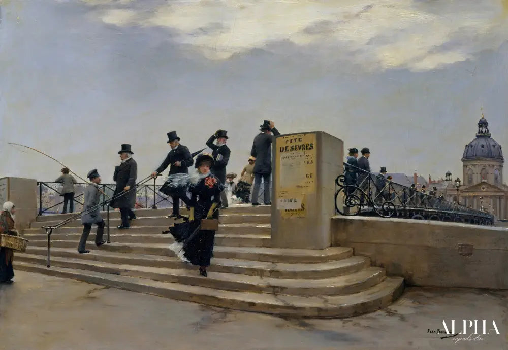 Une journée venteuse sur le Pont des Arts - Jean Béraud - Reproductions de tableaux et peintures haut de gamme