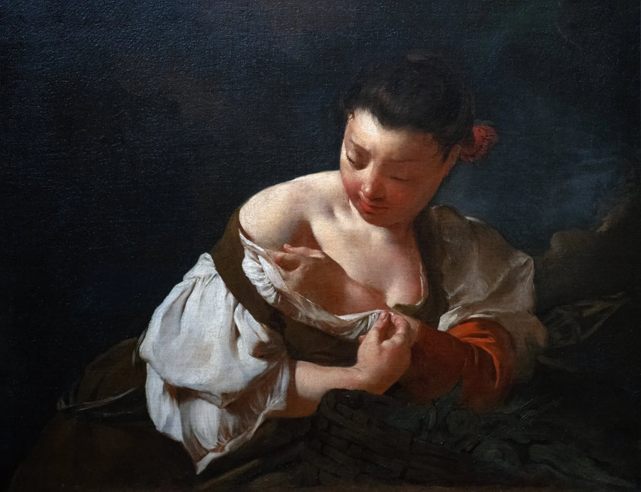 Una contadina che cattura una pulce - Giovanni Battista Piazzetta