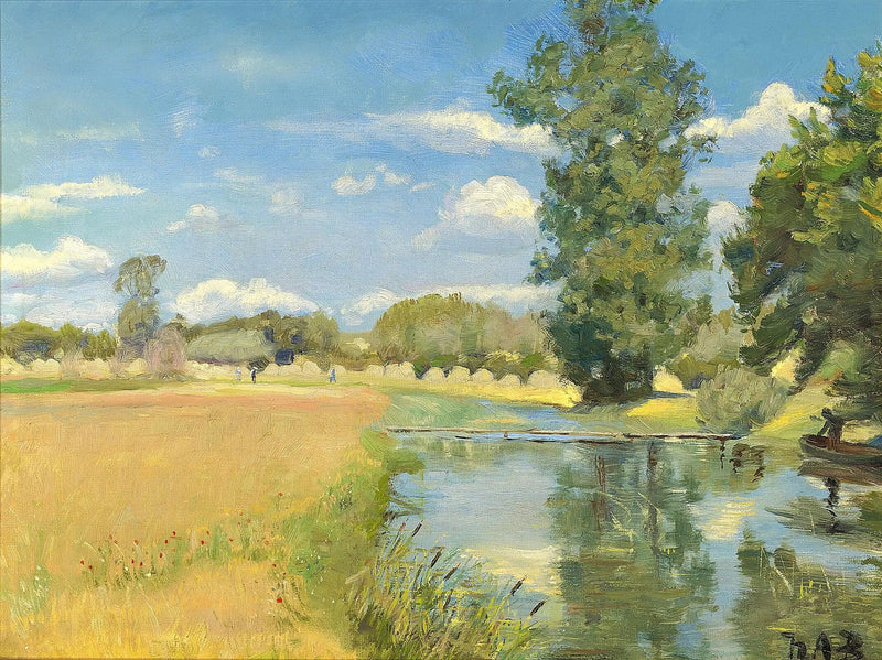 Un fiume che attraversa un paesaggio al momento della raccolta. - H. A. Brendekilde