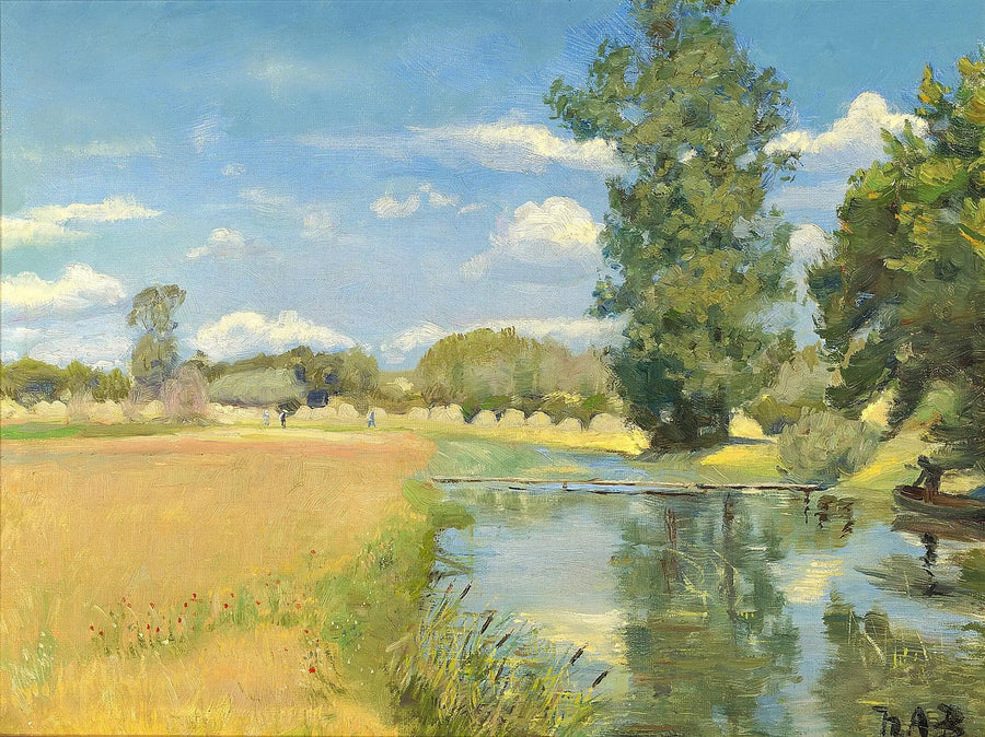 Un fiume che attraversa un paesaggio al momento della raccolta. - H. A. Brendekilde