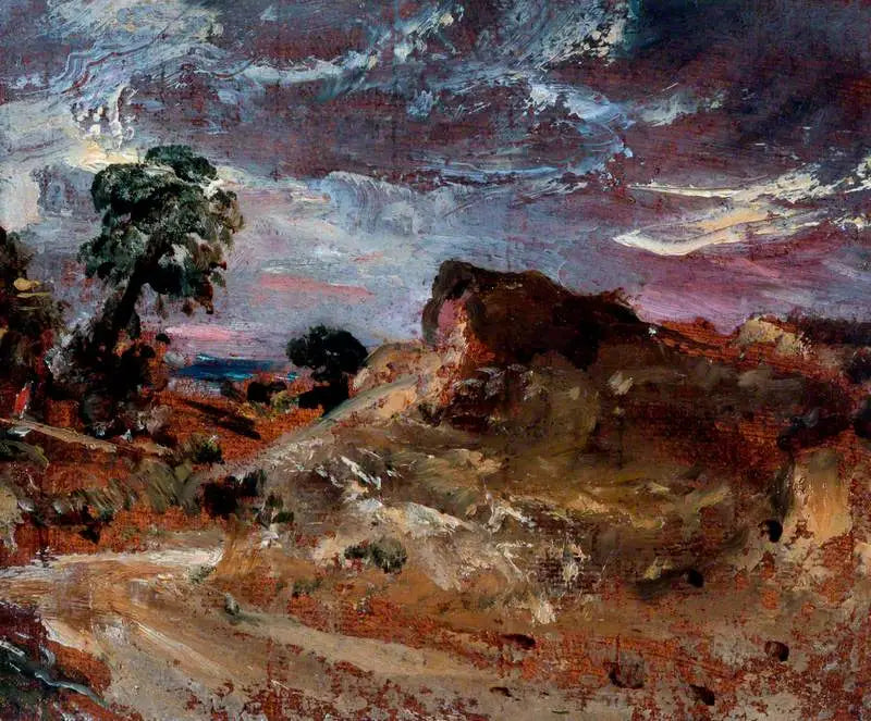Una strada di campagna e una spiaggia di sabbia - John Constable