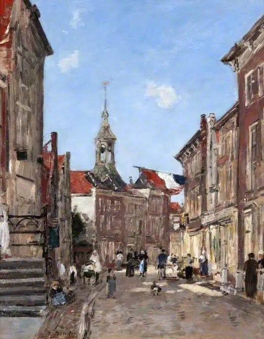 Una strada di Dordrecht - Eugène Boudin