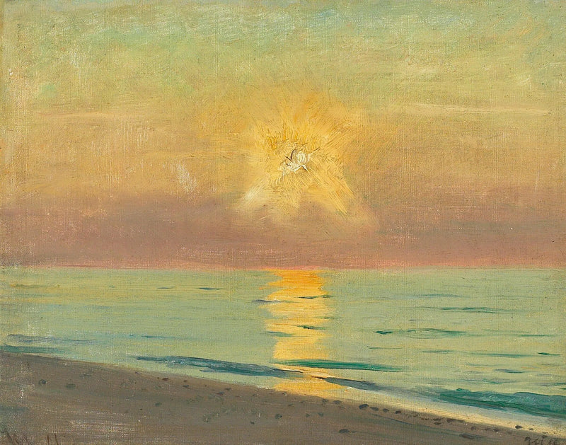 Una scena serale con vista sull'oceano. - Michael Peter Ancher