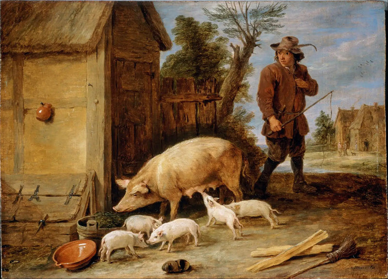 Una scrofa e il suo covo - David Teniers il Giovane