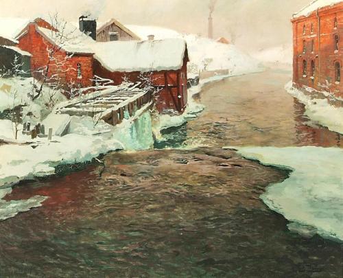Una fabbrica in Norvegia - Frits Thaulow