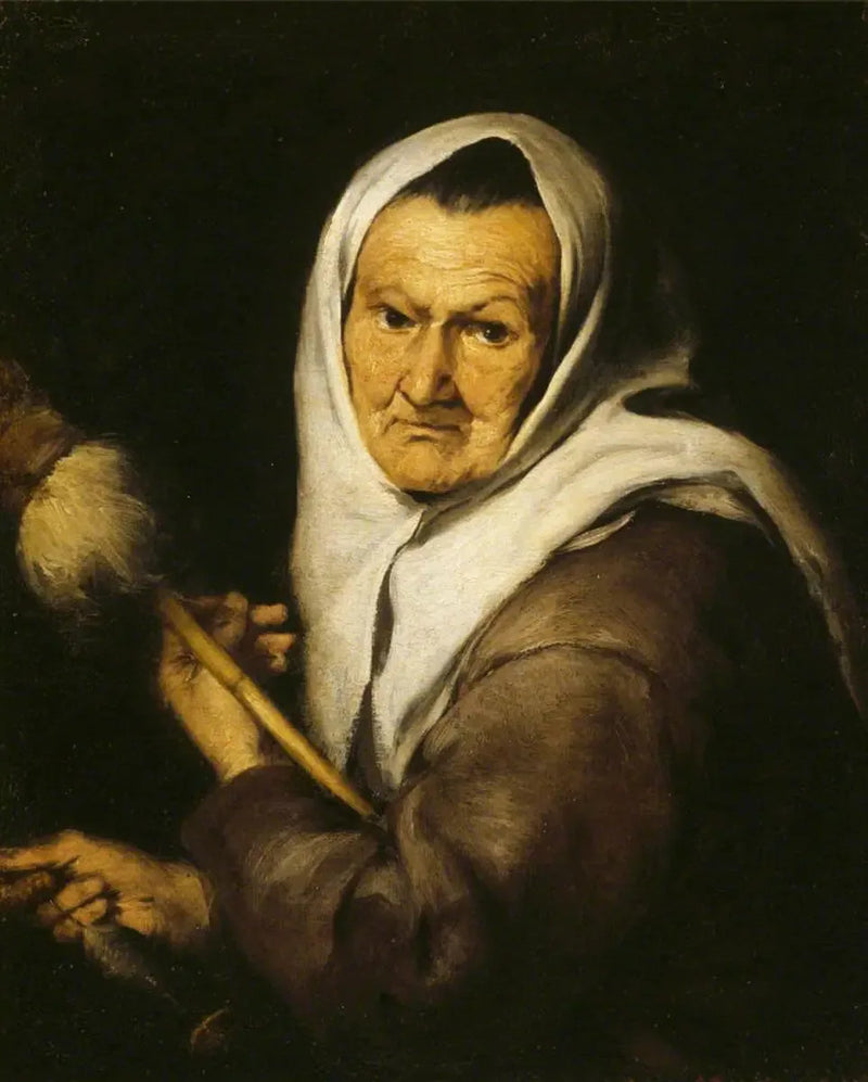Una vecchia donna che tiene un fuso e un fuso da filatura - Bartolomé Esteban Murillo