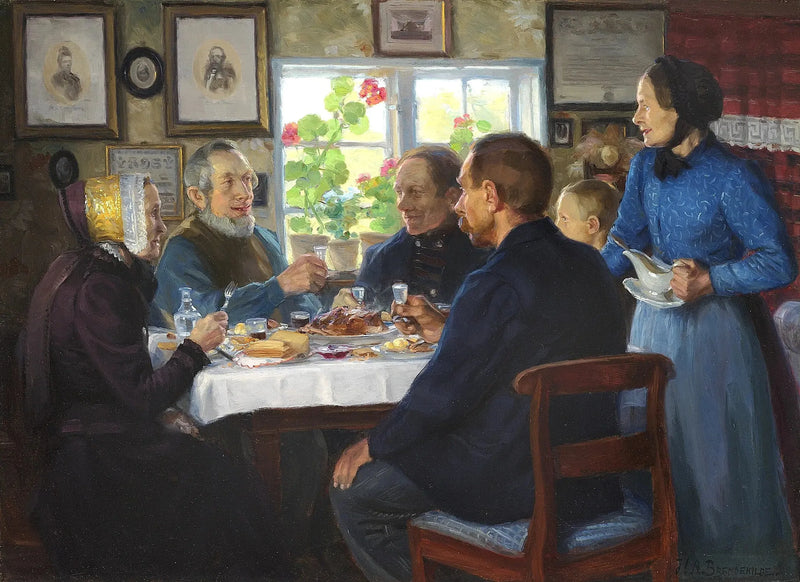 Una visita dal tessitore Hans Nielsen ad Abbednæs. - H. A. Brendekilde