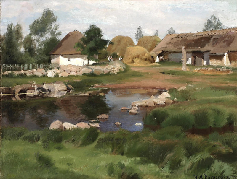 Una vista dello stagno del villaggio. - H. A. Brendekilde