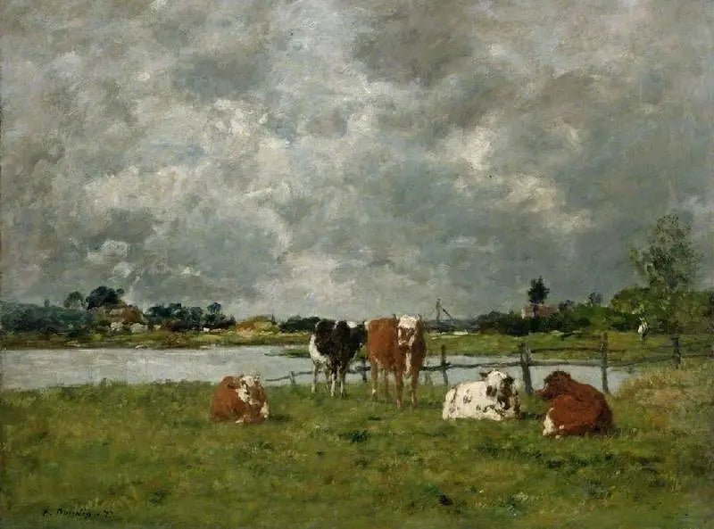 Mucche in un campo sotto un cielo tempestoso, 1877 - Eugène Boudin