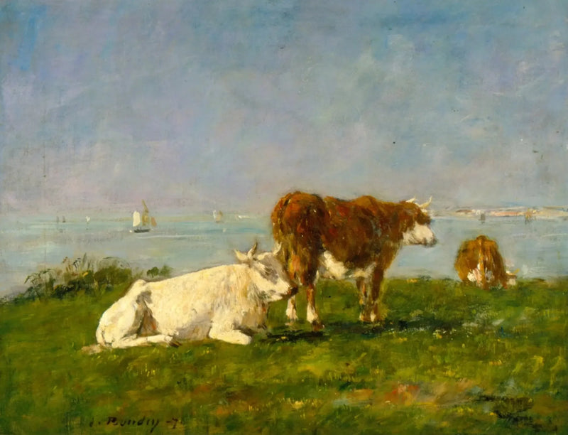 Vacche che pascolano sulla riva del mare - Eugène Boudin
