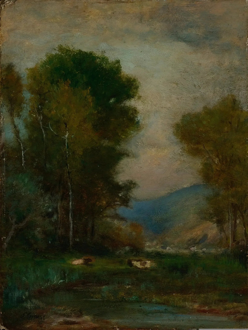 Mucche vicino a un ruscello - George Inness