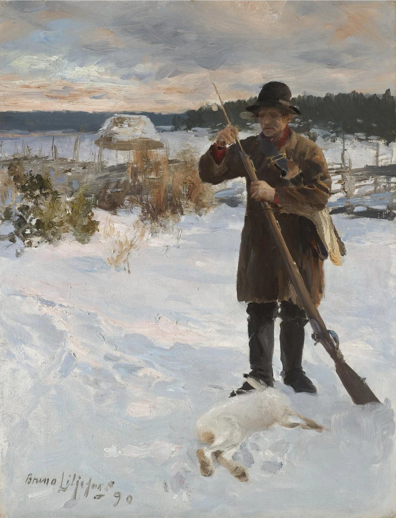 Vördshusarn, cacciatore di contadini in un paesaggio invernale - Bruno Liljefors
