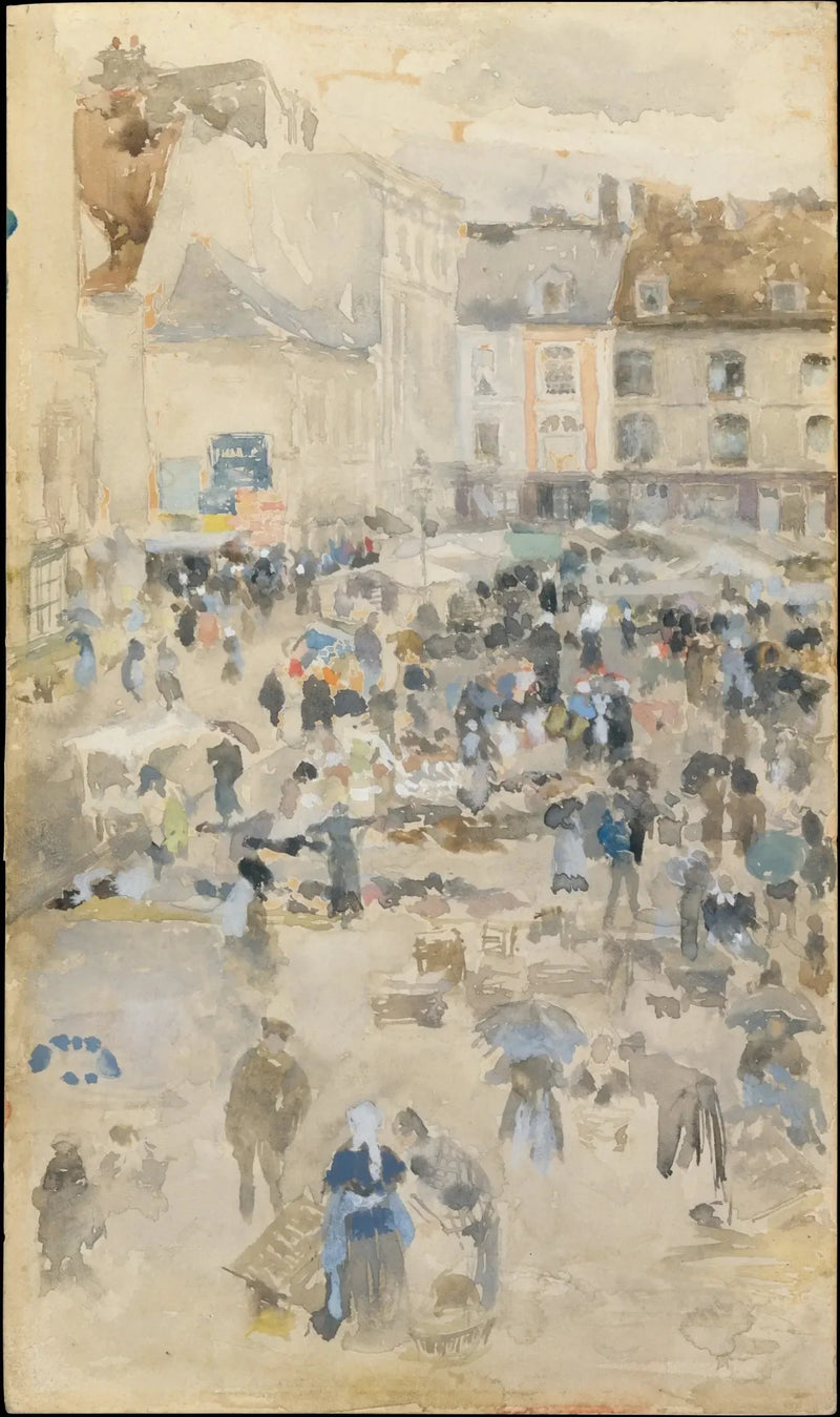 Variazioni in viola e grigio — Piazza del Mercato, Dieppe - James Abbott McNeill Whistler