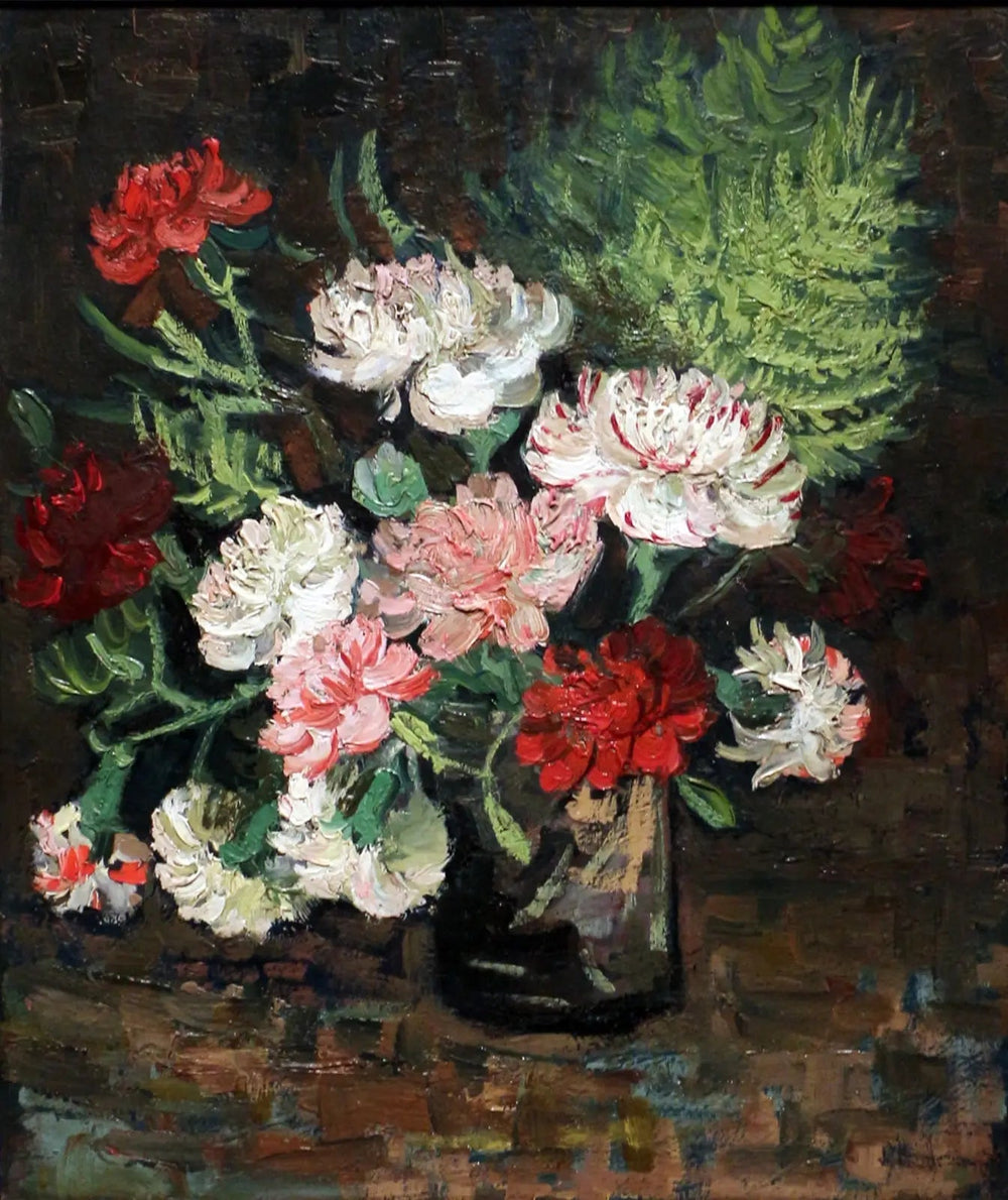 Reproduction du tableau « Vase aux œillets - Vincent van Gogh » par Alpha Reproduction en peinture à l’huile