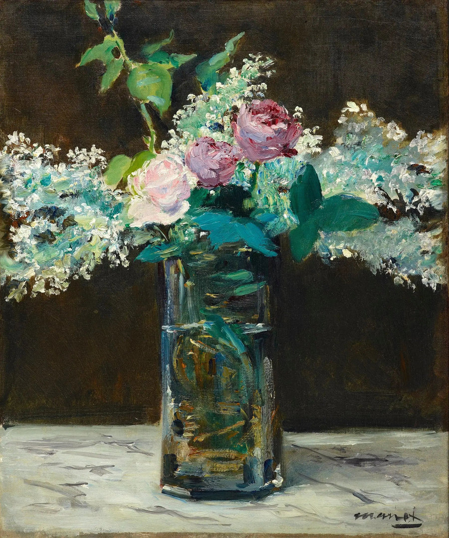 Vaso con lillà bianco e rose - Édouard Manet