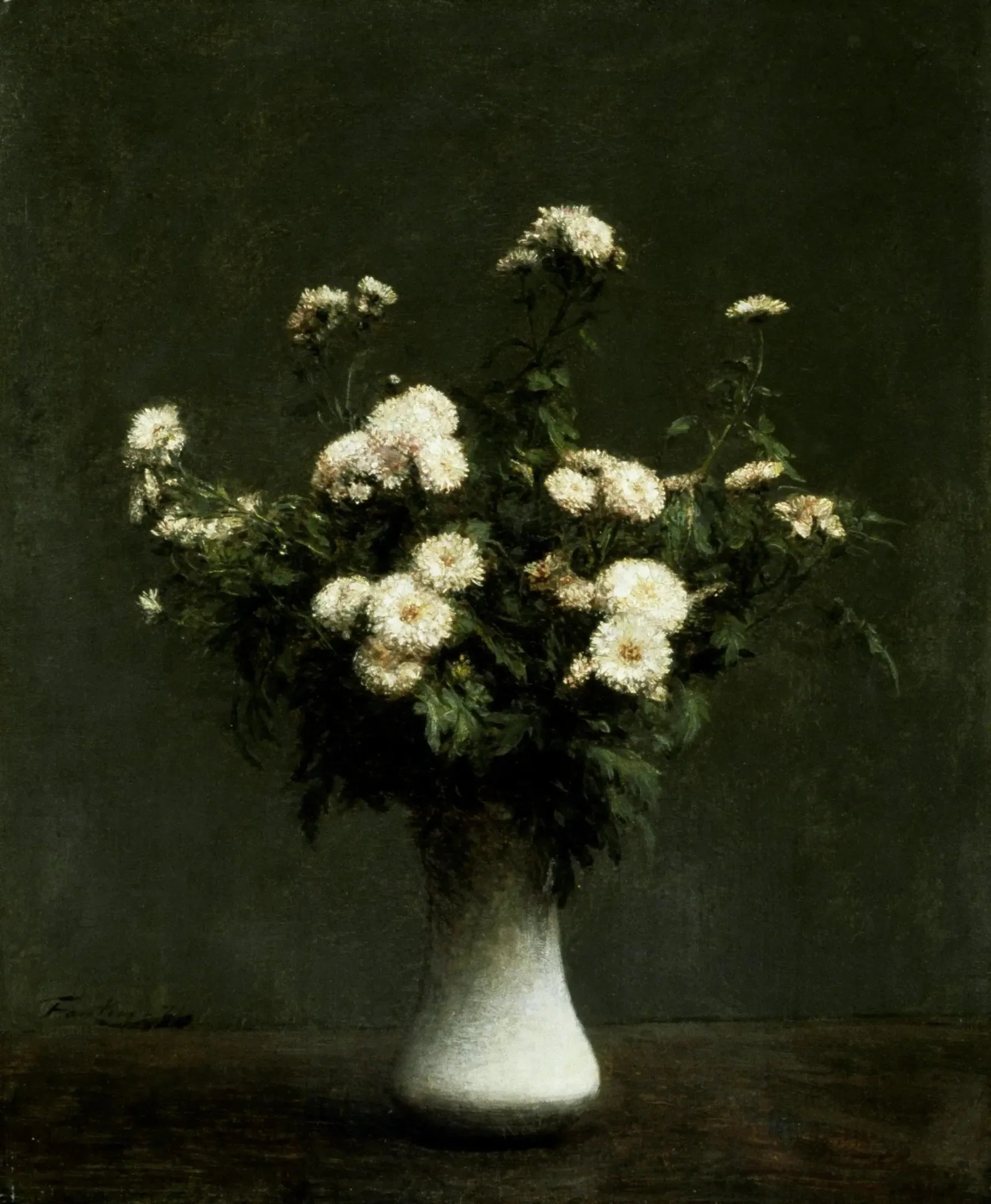 Vase de chrysanthèmes - Henri Fantin-Latour image 1 copie peinte à la main à l’huile