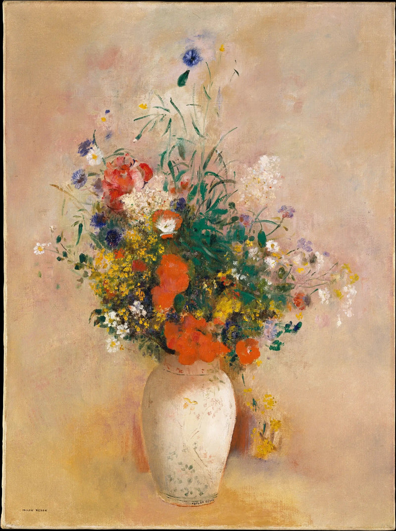 Vaso di fiori (sfondo rosa) - Odilon Redon