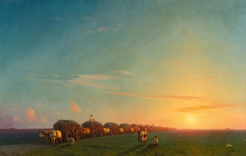 Paesaggio ampio con coloni - Ivan Aïvazovski