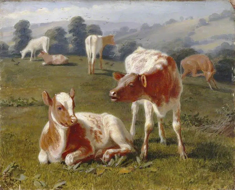 Vitelli in un prato - Briton Rivière
