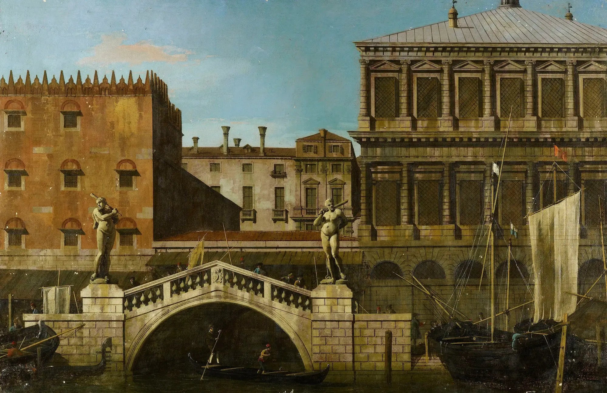 Venise: capriccio du Zecca et des greniers avec le Ponte della Pescaria - Canaletto - Alpha Reproduction