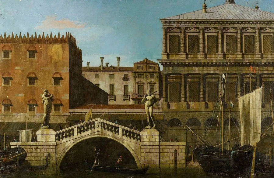 Venezia: capriccio della Zecca e dei granai con il Ponte della Pescaria - Canaletto