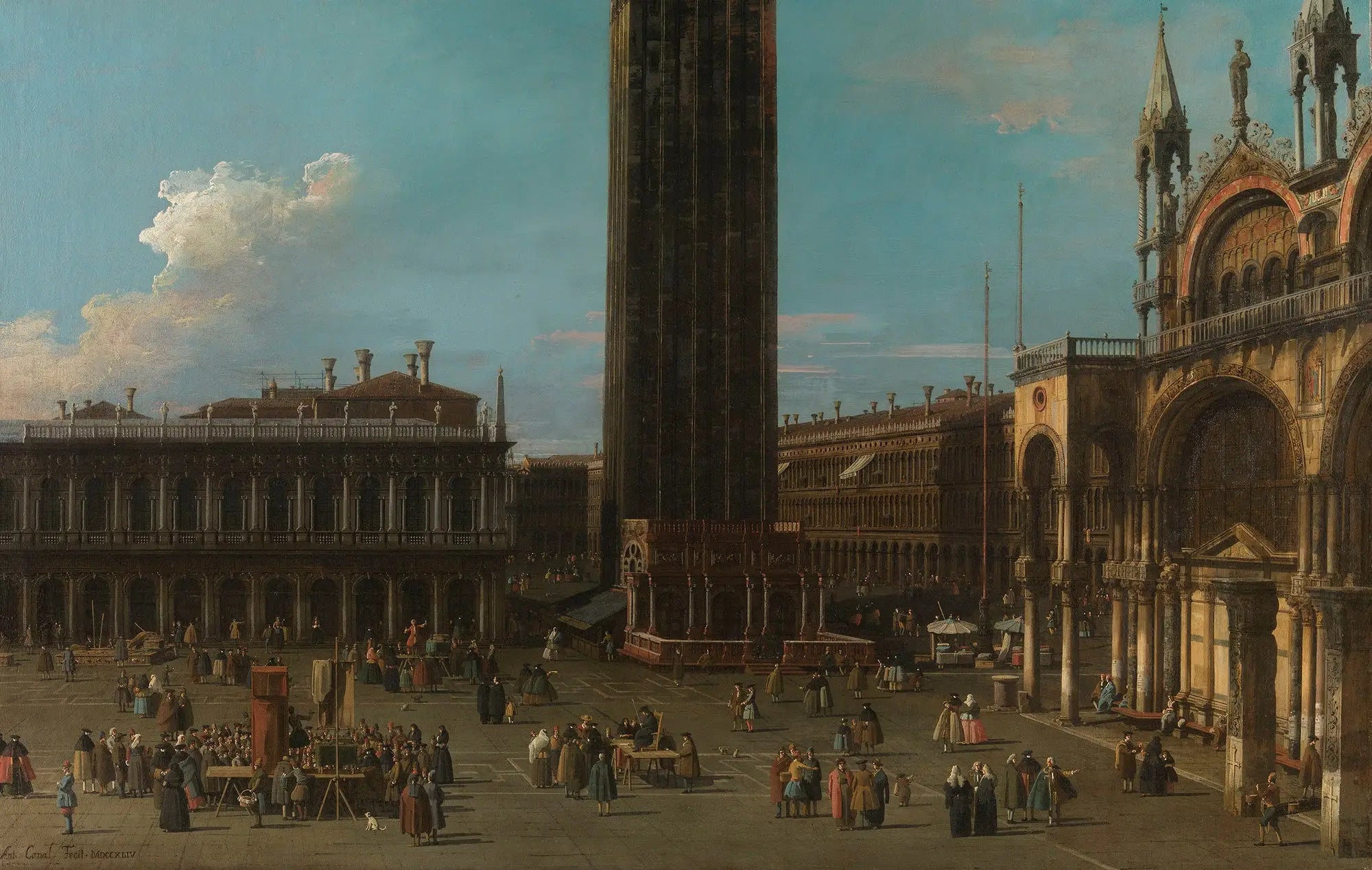 Venise: la Piazza de la Piazzetta avec le campanile et le côté de San Marco - Canaletto - Alpha Reproduction