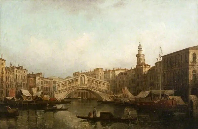 Venezia : Il Grande Canale, con il ponte di Rialto visto dal sud - Canaletto